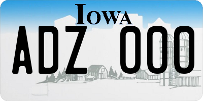 IA license plate ADZ000