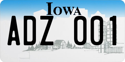 IA license plate ADZ001