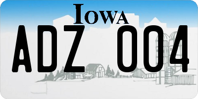 IA license plate ADZ004