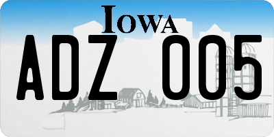 IA license plate ADZ005