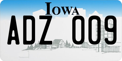 IA license plate ADZ009
