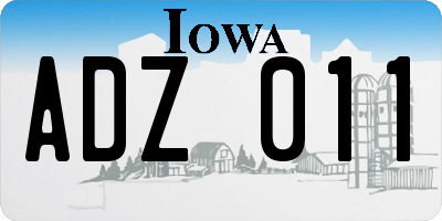 IA license plate ADZ011