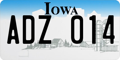 IA license plate ADZ014