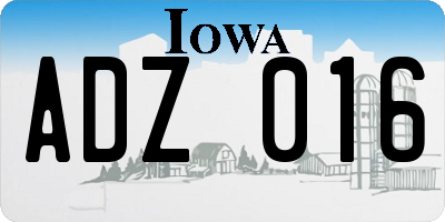 IA license plate ADZ016