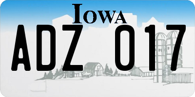 IA license plate ADZ017