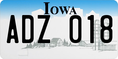 IA license plate ADZ018