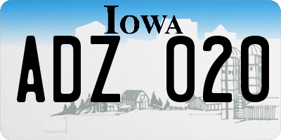 IA license plate ADZ020
