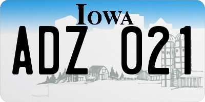 IA license plate ADZ021