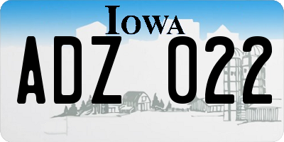IA license plate ADZ022