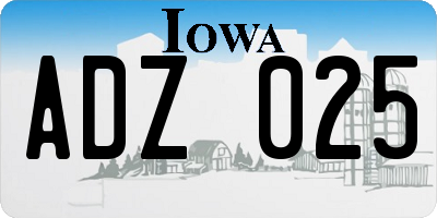 IA license plate ADZ025