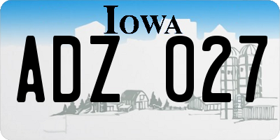 IA license plate ADZ027