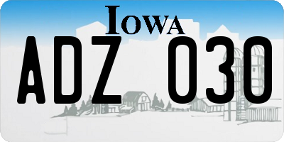 IA license plate ADZ030