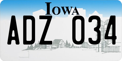 IA license plate ADZ034