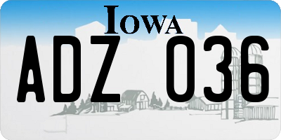 IA license plate ADZ036