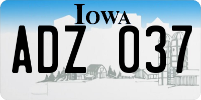 IA license plate ADZ037