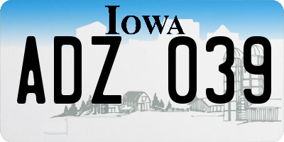IA license plate ADZ039