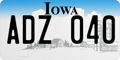 IA license plate ADZ040