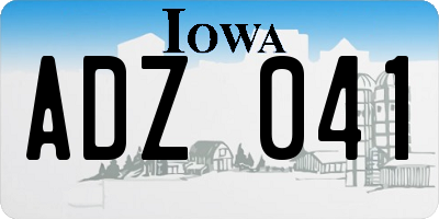 IA license plate ADZ041