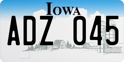 IA license plate ADZ045