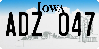 IA license plate ADZ047
