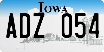 IA license plate ADZ054