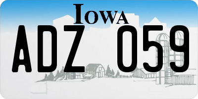 IA license plate ADZ059