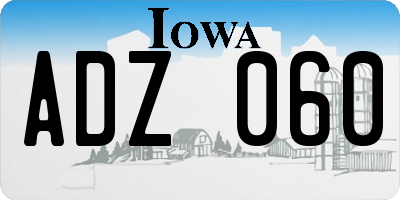 IA license plate ADZ060