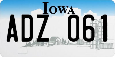 IA license plate ADZ061