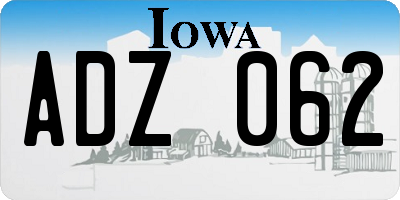 IA license plate ADZ062