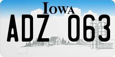 IA license plate ADZ063