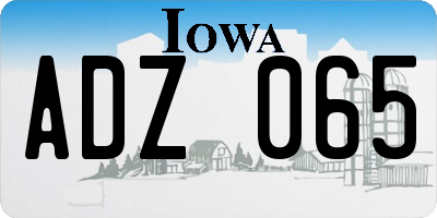IA license plate ADZ065