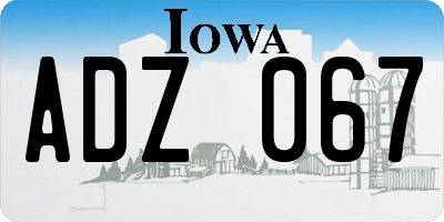 IA license plate ADZ067