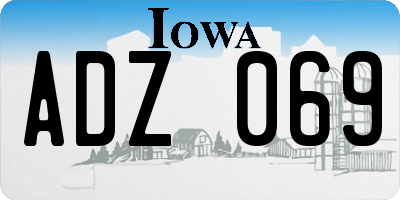 IA license plate ADZ069