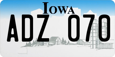 IA license plate ADZ070