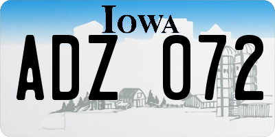 IA license plate ADZ072