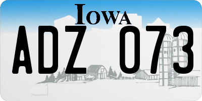 IA license plate ADZ073
