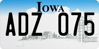 IA license plate ADZ075