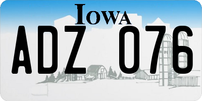 IA license plate ADZ076
