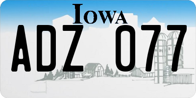 IA license plate ADZ077