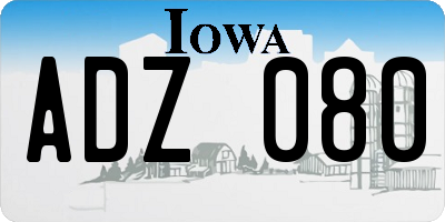 IA license plate ADZ080