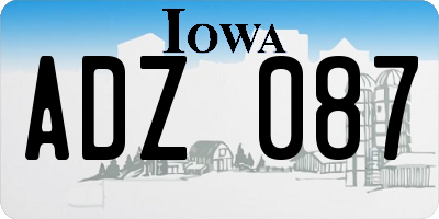 IA license plate ADZ087