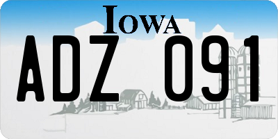 IA license plate ADZ091