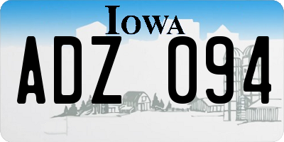 IA license plate ADZ094
