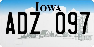 IA license plate ADZ097