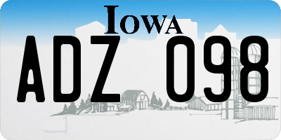 IA license plate ADZ098