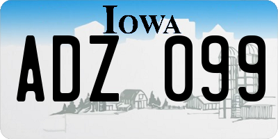 IA license plate ADZ099