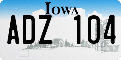 IA license plate ADZ104