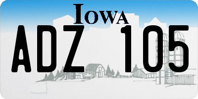 IA license plate ADZ105