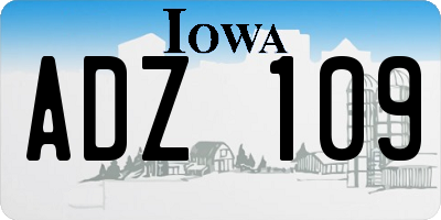 IA license plate ADZ109