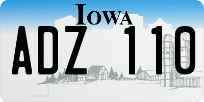 IA license plate ADZ110